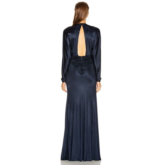 Dundas Twisted Cutout Long Sleeve Front Slit Gown - Picture 3 of 8